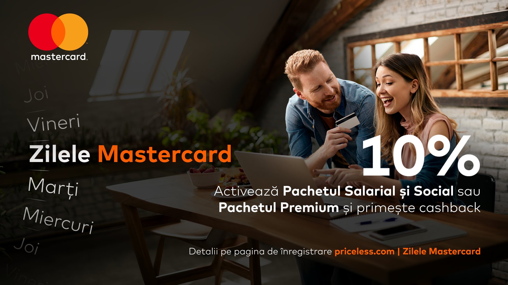 10% cashback în Zilele Mastercard